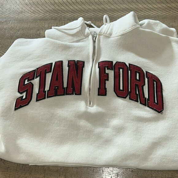 STANFORD🏫🌲HalfZip PullOverPatch HoodieKangaroo🦘Pockets The Wind of Freedom Blows - Picture 14 of 16